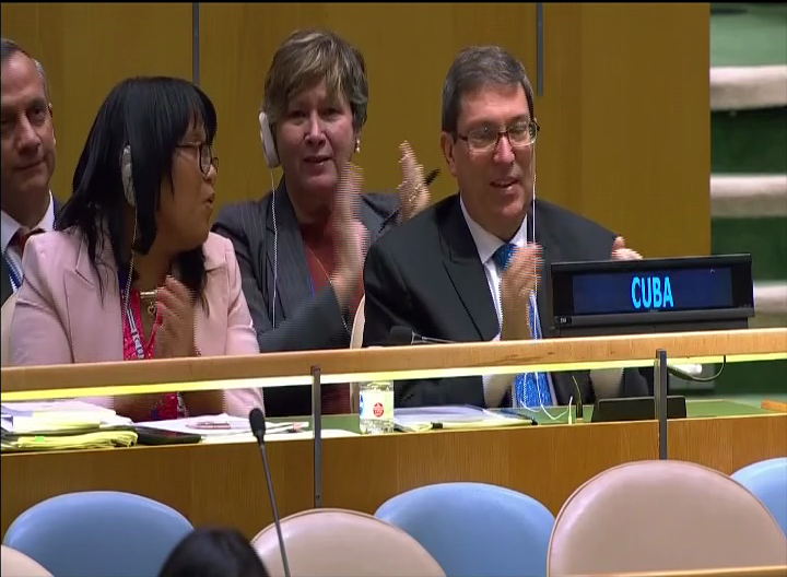 Bruno Rodr�guez y Anyansi Rodr�guez en la ONU